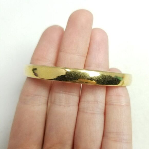 Vintage Monet Solid Polished Gold Tone Bangle Bracelet, Plain Stacking Estate - Picture 6 of 6
